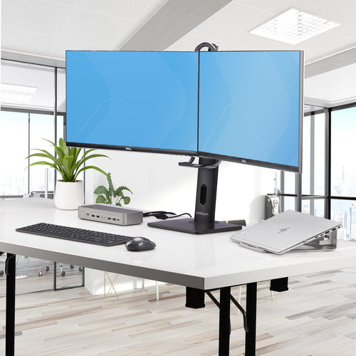 STARTECH.COM CROSSBAR DUAL MONITOR DESK STAND, DOUBLE 27INCH SCREENS/VESA, 5 YR