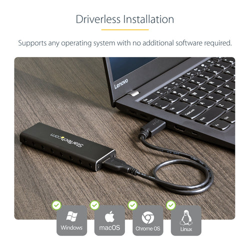 SM2NGFFMBU33 - STARTECH.COM M.2 SSD ENCLOSURE FOR M.2 SATA SSD - USB 3.0 5GBPS - ALUMINUM 2 YR