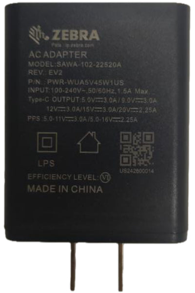 ZEBRA PWR-WUA5V45W1AU USB TYPE C POWER SUPPLY ADAPTOR WITH AUS