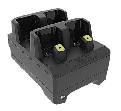 ZEBRA CRD-RS61-4SCHG-01 4-slot wearable scanner charger allows charging of 4 RS6100 Requires PWRBGA12V50W0WW DC Cable CBL-DC-388A1-01 and 3-Wire Grounded Country Specific AC Line Cord Sold Sepa