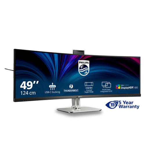 49B2U6903CH/75 - PHILIPS 49B2U6903CH/75 49" 32:9 CURVE DUAL QHD,HDMI,DP,TB4,RJ45,AI CAM,SPKR,4YR