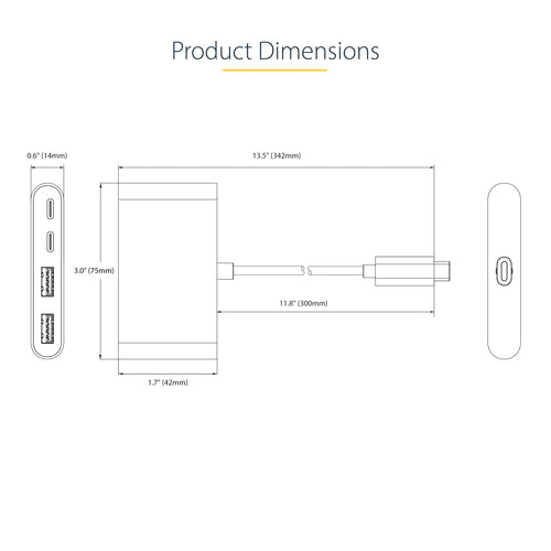 STARTECH.COM 4-PORT USB-C HUB WITH 100W PD, 2X USB-A + 2X USB-C, 5GBPS, 2 YR