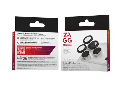 ZAGG InvisibleShield Premium CameraRings Lens Protector, Black, Apple iPhone 17 Pro, iPhon