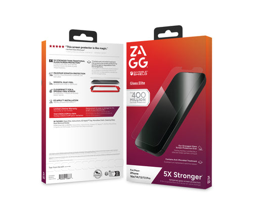 ZAGG InvisibleShield Glass Elite Screen Protector iPhone 17e, 16e, 14, 13 Pro, 13