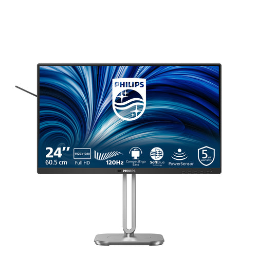 24B2N4200/75 - PHILIPS 24B2N4200/75 23.8" 16:9 1080P FHD IPS LED 120HZ,4MS,VGA,HDMI,DP,H/ADJ,SPKR,4YR
