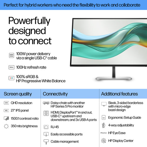 HP Series 5 Pro 527pu 27 inch QHD USB-C Monitor -  WHILE STOCK LASTS