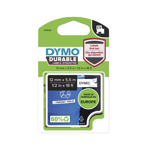 1978364 - Dymo D1 Blk on Wht 12mm x 5.5m