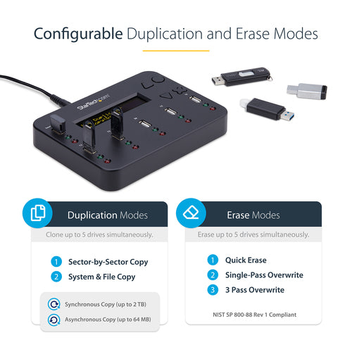 USBDUP15 - STARTECH.COM STANDALONE 1:5 USB FLASH DRIVE DUPLICATOR / COPIER AND ERASER 2 YR