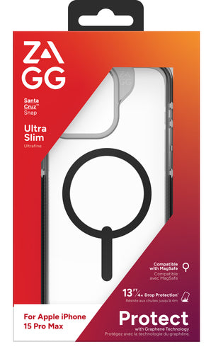 Zagg International 702312639 - ZAGG Santa Cruz Snap - iPhone 15 Pro Max - Clear/Black
