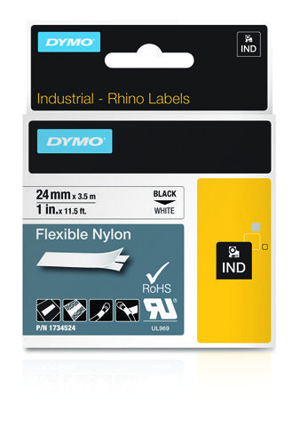 1734524 - Dymo Rhino 24mm Wht Flex Nylon