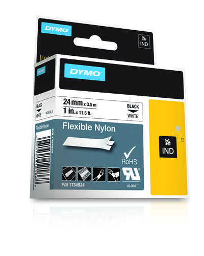 1734524 - Dymo Rhino 24mm Wht Flex Nylon
