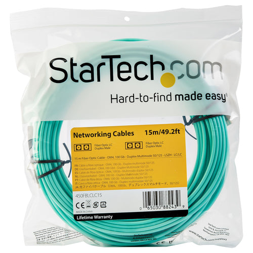 StarTech.com 450FBLCLC15 - Cable - 15m OM4 LC/LC Fiber Optical Cord