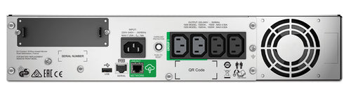 SMT1500RMI2UC - APC SMART UPS (SMT), 1500VA, IEC(4), USB, SERIAL, SMART SLOT, SC, LCD, 2U RACK, 3YR WTY