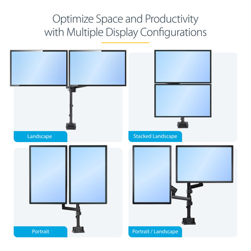 STARTECH.COM DESK MOUNT DUAL MONITOR ARM - FULL MOTION MONITOR MOUNT, 5 YR