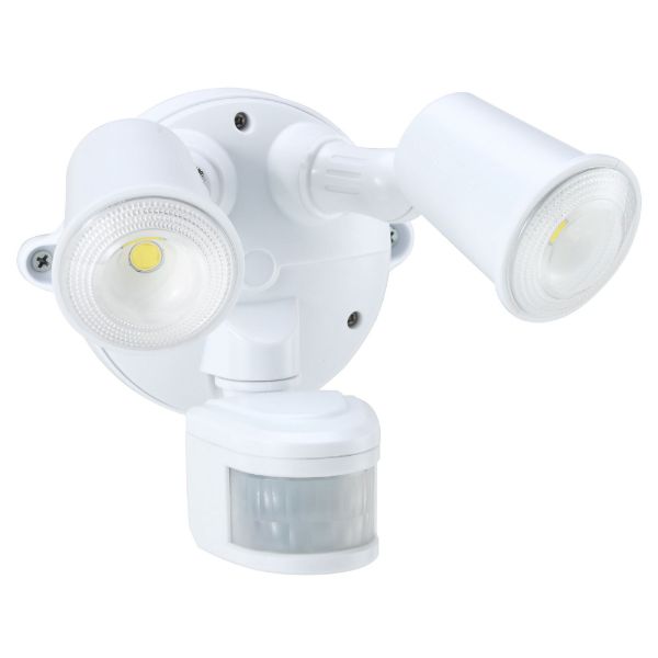 HOUSEWATCH 55-155 - 10W Twin LED Spotlight w/ Motion Sensor. IP54. Passive IR. 9m (Side) & 12m