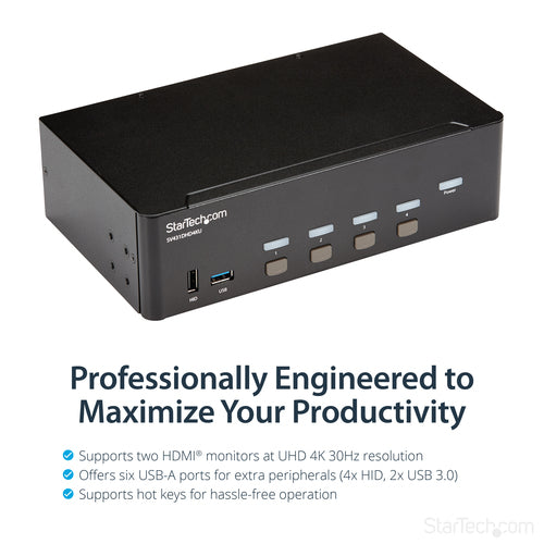StarTech.com SV431DHD4KU - KVM Switch - Dual Display 4K 30Hz