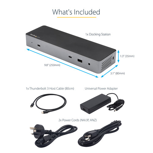 TB3CDK2DH - STARTECH.COM THUNDERBOLT 3 DOCK/USB-C DOCK - DUAL 4K DP/HDMI, 1X8K - 96W PD 3 YR
