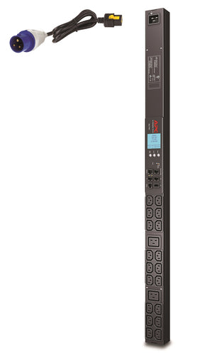 APC METERED VERTICAL PDU, 230V, 16A, 3.7KW, C13(18), C19(2), IEC-309, 2YR
