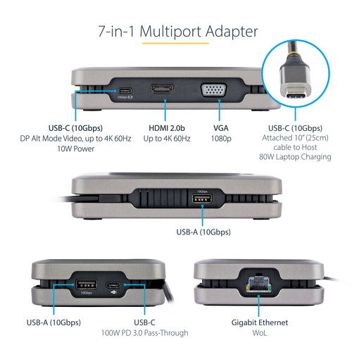 StarTech.com DKM31C3HVCPD - USB-C Multiport Adapter/Hub 4K HDMI/VGA
