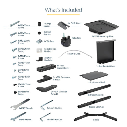 StarTech.com MBLTVSTNDEC - Mobile TV Cart/Stand 37-70in VESA Mount