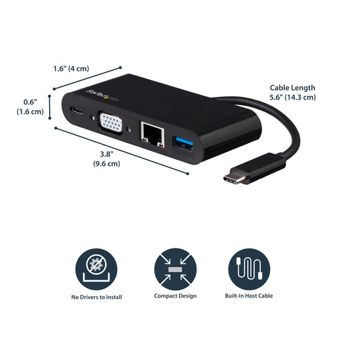 StarTech.com DKT30CVAGPD - Adapter - USB C VGA Multiport - PD 60W