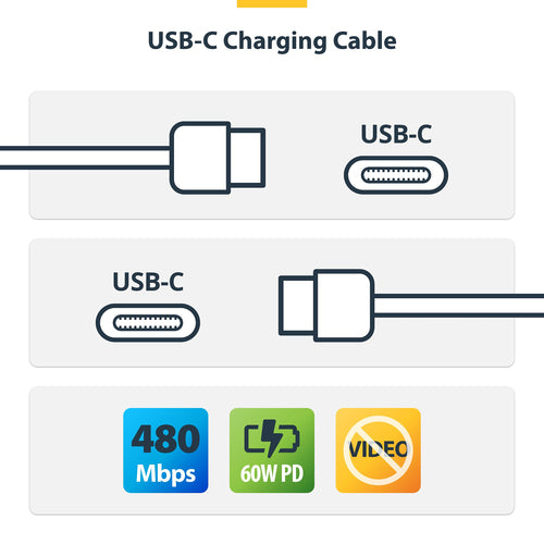 USB2CC2MNCWHE2PK - STARTECH.COM 2M WHITE USB-C CHARGING CABLE 2-PACK, USB C CABLE, 60W PD, LTW