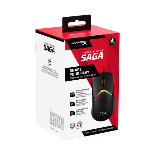 HP A2PB3AA - HYPERX PULSEFIRE SAGA WIRED GAMING MOUSE (BLACK)