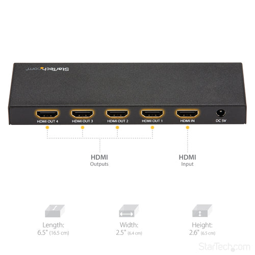 StarTech.com ST124HD202 - HDMI Splitter - 4 Port - 4K 60Hz