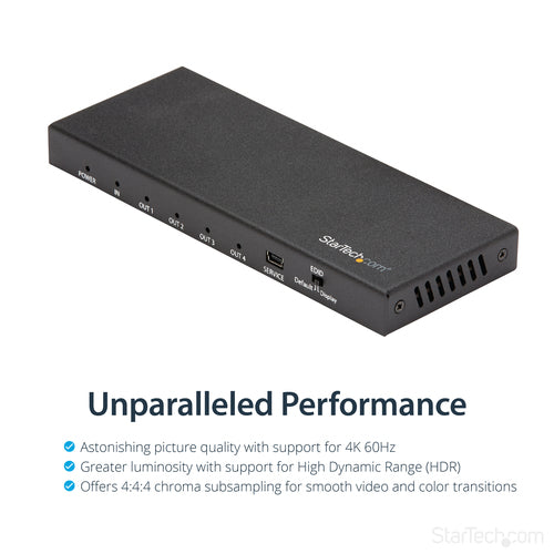 StarTech.com ST124HD202 - HDMI Splitter - 4 Port - 4K 60Hz