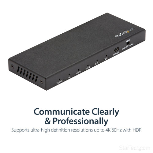 StarTech.com ST124HD202 - HDMI Splitter - 4 Port - 4K 60Hz
