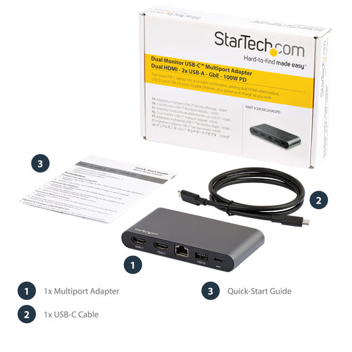 StarTech.com DK30C2HAGPD - USB C Multiport Adapter - Dual HDMI - PD