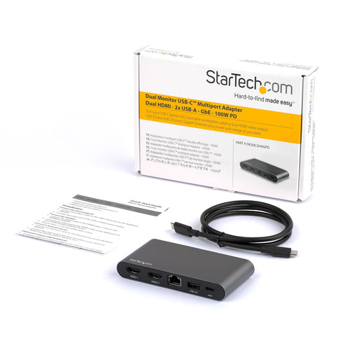 StarTech.com DK30C2HAGPD - USB C Multiport Adapter - Dual HDMI - PD