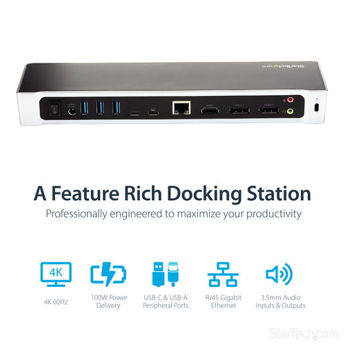 StarTech.com DK30CH2DEP - USB-C DOCK - TRIPLE 4K MONITOR - 100W PD