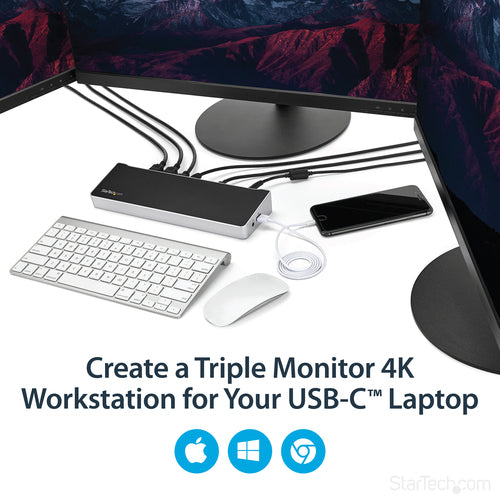 StarTech.com DK30CH2DEP - USB-C DOCK - TRIPLE 4K MONITOR - 100W PD