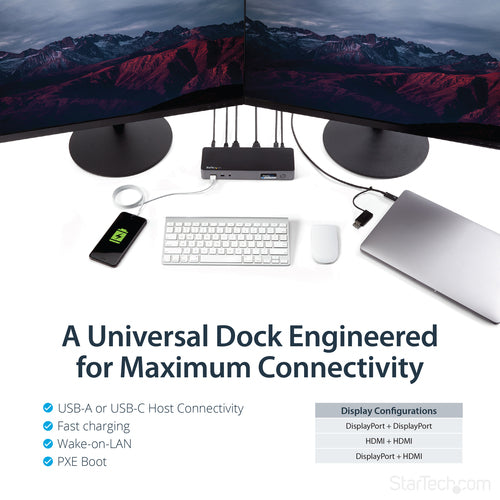 StarTech.com DK30C2DPPD - DOCK USB-C & USB 3.0 - DUAL 4K - 60W PD
