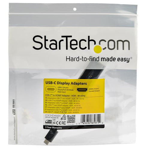 StarTech.com CDP2HD4K60H - USB-C to HDMI Adapter with HDR - 4K 60Hz