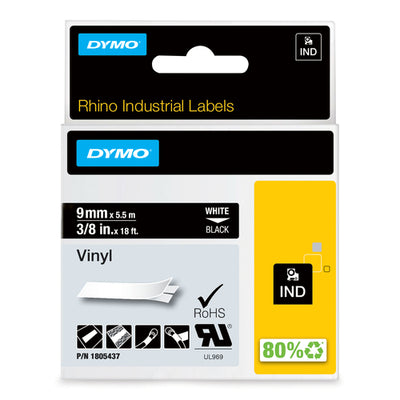 1805437 - Dymo Rhino Vinyl 9mm Tape Blk
