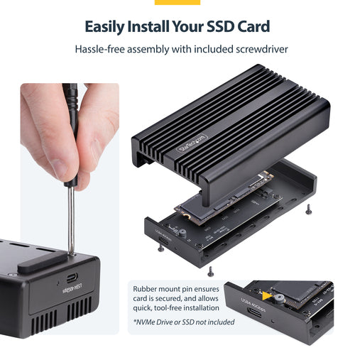 STARTECH.COM USB4 M.2 NVME ENCLOSURE, 40GBPS EXTERNAL USB-C SSD ENCLOSURE, 2 YR
