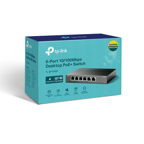TL-SF1006P - TP-Link TL-SF1006P 6-Port 10/100 Mbps Desktop Switch with 4-Port PoE+
