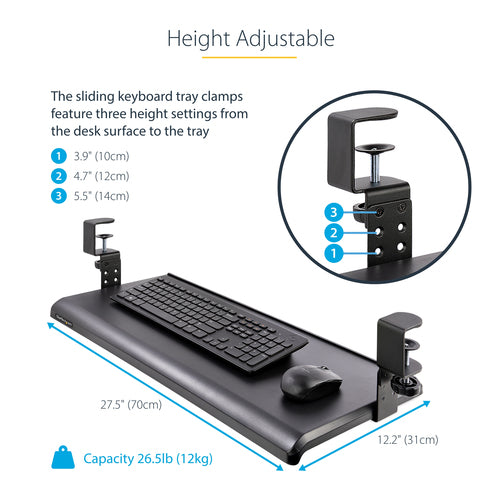 StarTech.com KEYBOARD-TRAY-CLAMP1 - Under-Desk Keyboard Tray Adjustable