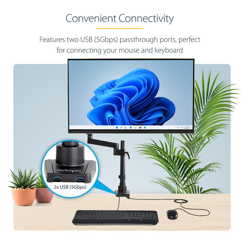 STARTECH.COM DESK MOUNT MONITOR ARM W/ USB - POLE MOUNT FULL MOTION - 8KG 2 YR