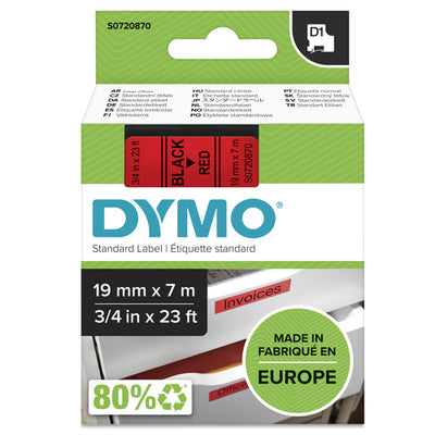 S0720870 - Dymo Blk on Red 19mmx7m Tape