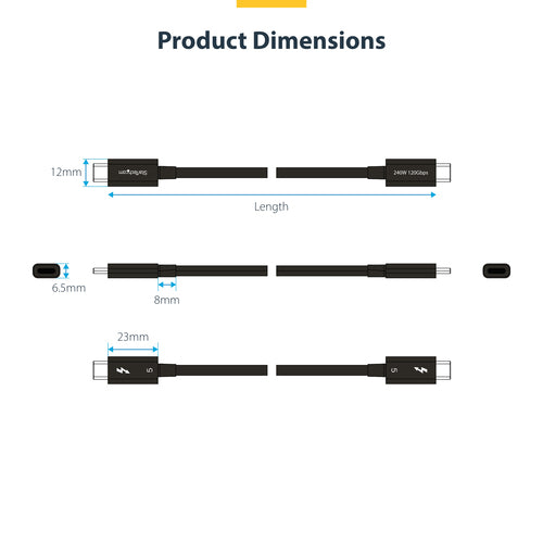 StarTech.com TBLT5MM1M240W - 3ft (1m) Certified Thunderbolt 5 Cable