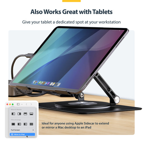 STARTECH.COM ROTATING LAPTOP STAND, 360 SWIVEL, ERGONOMIC DESK RISER, 5 YR