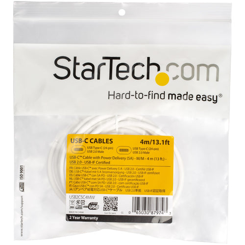 StarTech.com USB2C5C4MW - Cable USB-C w/ 5A PD - USB 2.0 - 4m