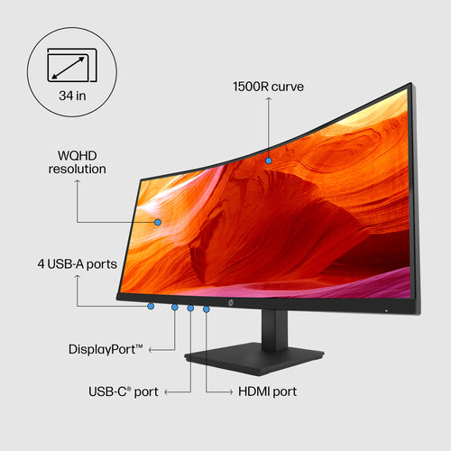 HP P34hc G4 34 inch WQHD USB-C Curved Monitor