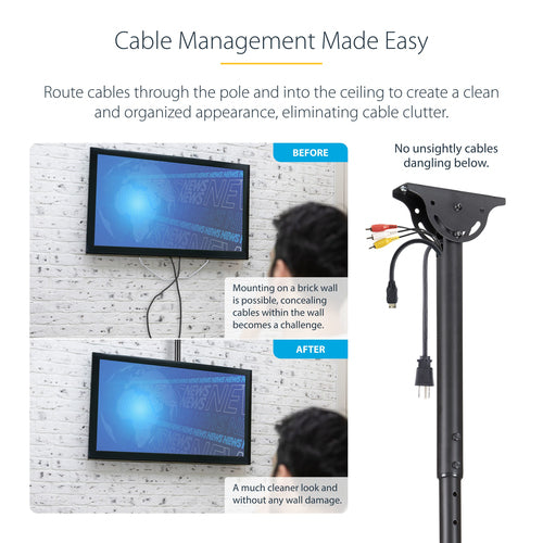 StarTech.com FPCEILPTBLP - Ceiling TV Mount - Long Pole - Steel