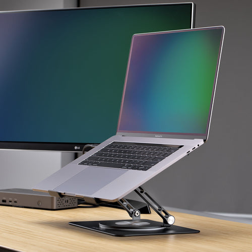 STARTECH.COM ROTATING LAPTOP STAND, 360 SWIVEL, ERGONOMIC DESK RISER, 5 YR