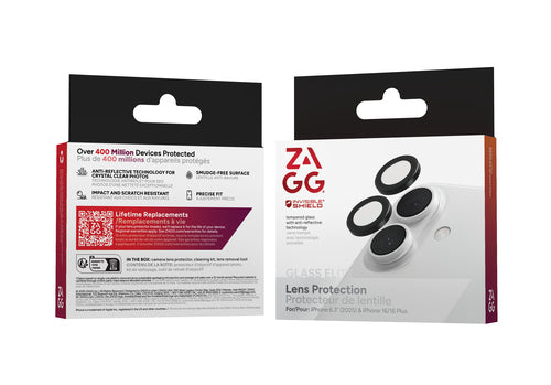 ZAGG InvisibleShield Premium CameraRings Lens Protector, Apple iPhone 17, iPhone 16, iPhon