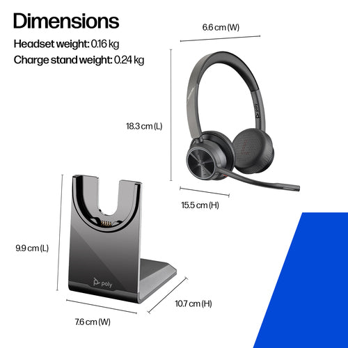 Poly Voyager 4320 Microsoft Teams Certified Headset +BT700 dongle +Charging Stand